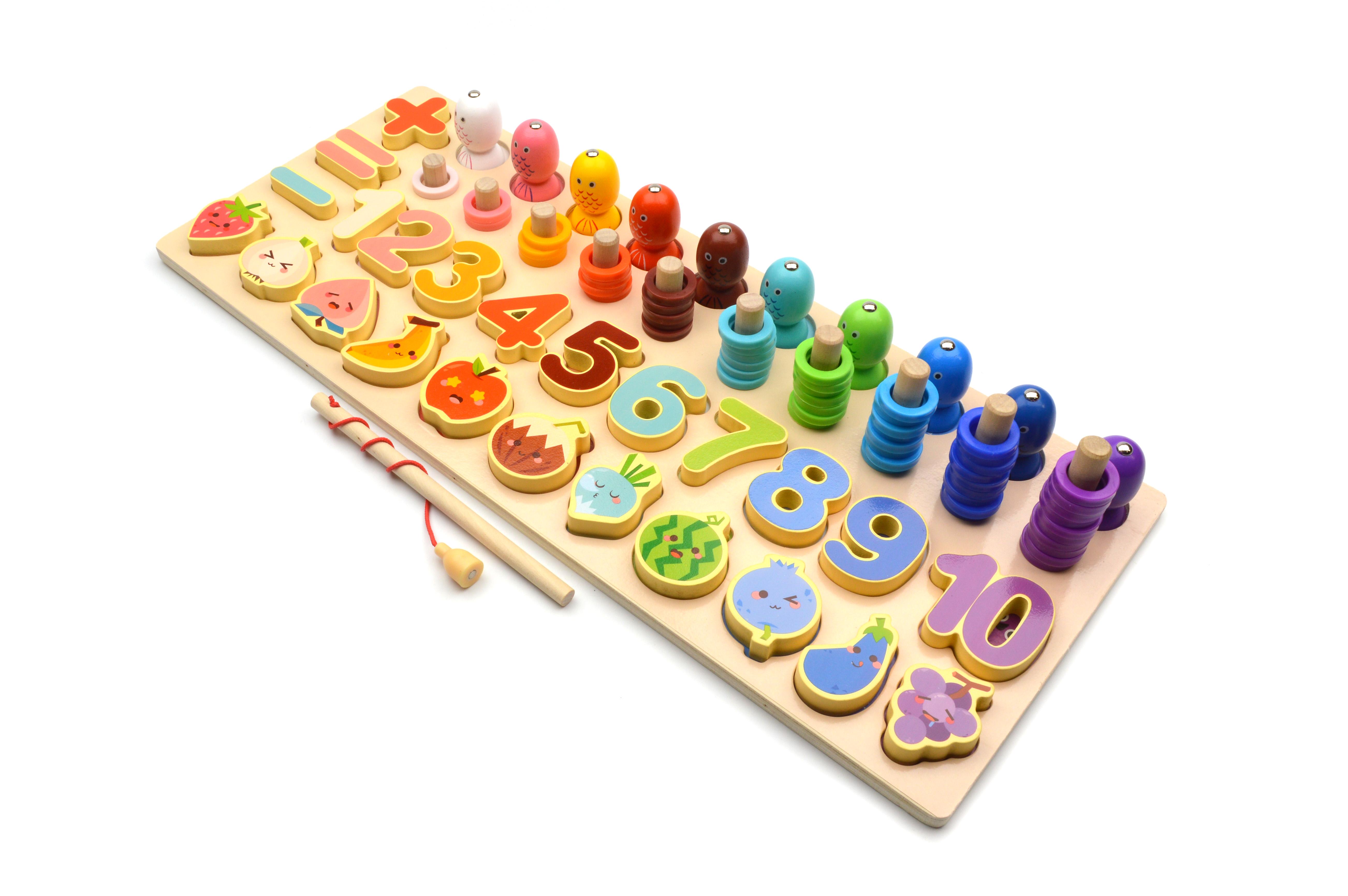 Дошка логічна дерев'яна сортер/риболовля/цифри/форми/кольори (74472) - фото 4