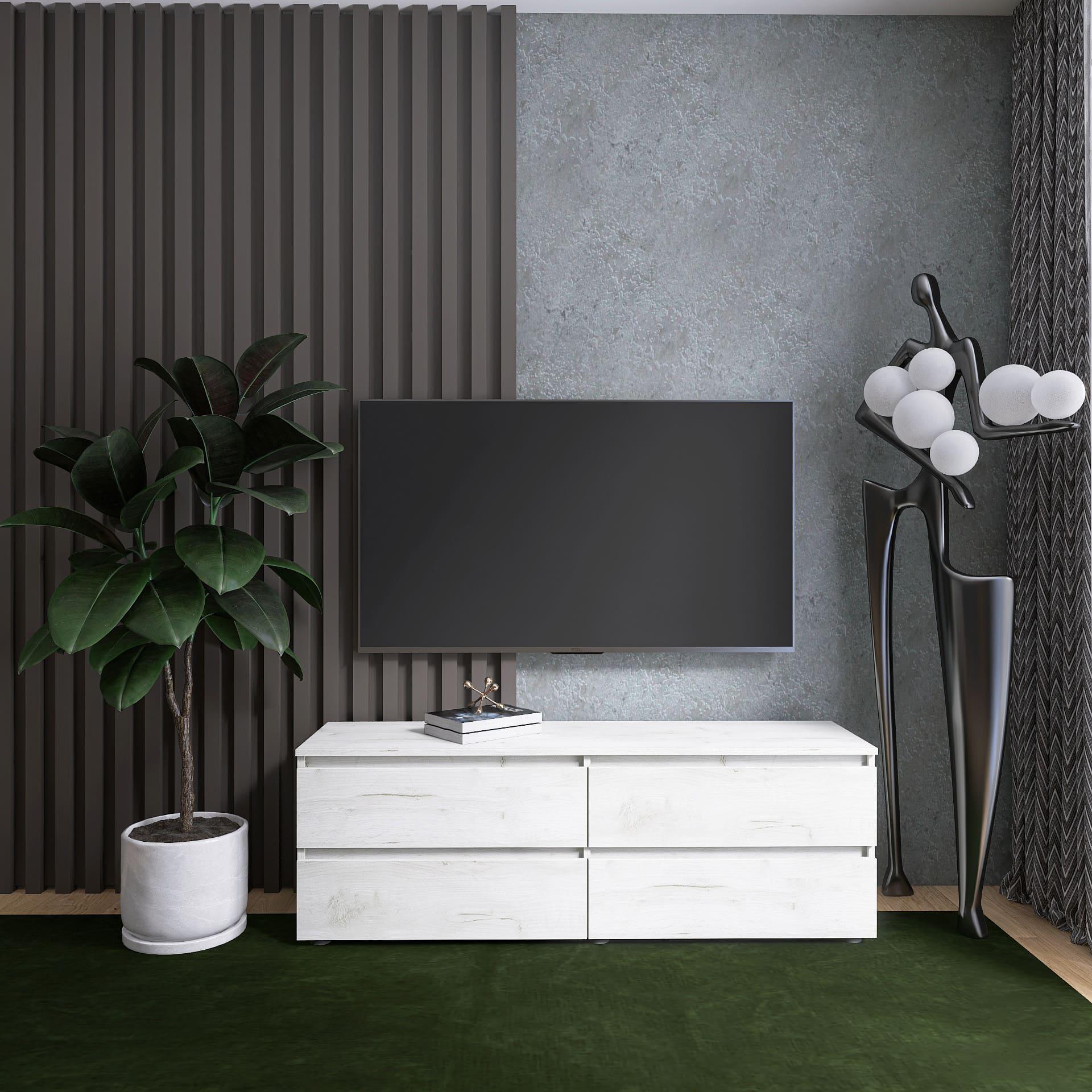 Тумба под телевизор Эверест ЛТВ 1400 Лайт 140х38х49 см Дуб крафт белый (09152) Тумба под телевизор Эверест ЛТВ 1400 Лайт 140х38х49 см Дуб крафт белый (09152)