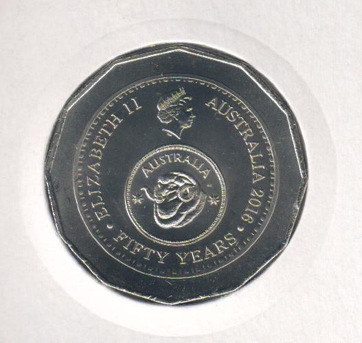 Коллекционная монета Австралия 50 центов 2016 50 лет Елизавете II UNC (М04767)
