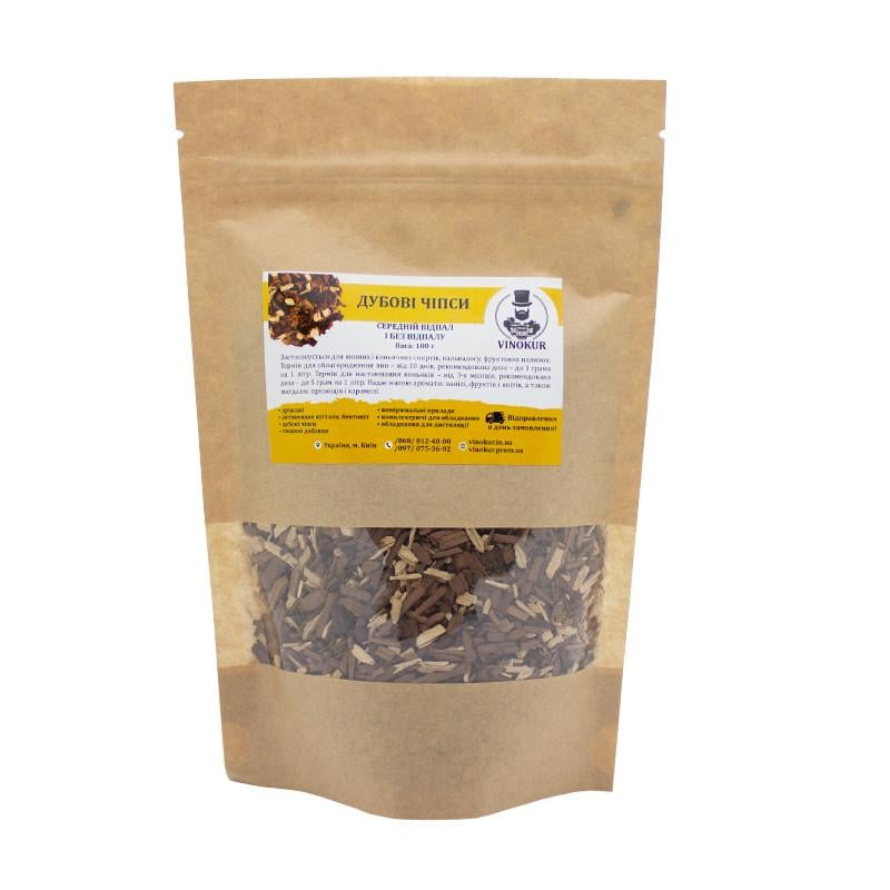 Дубові чіпси суміш середній випал + без випалу 100 г (20008)