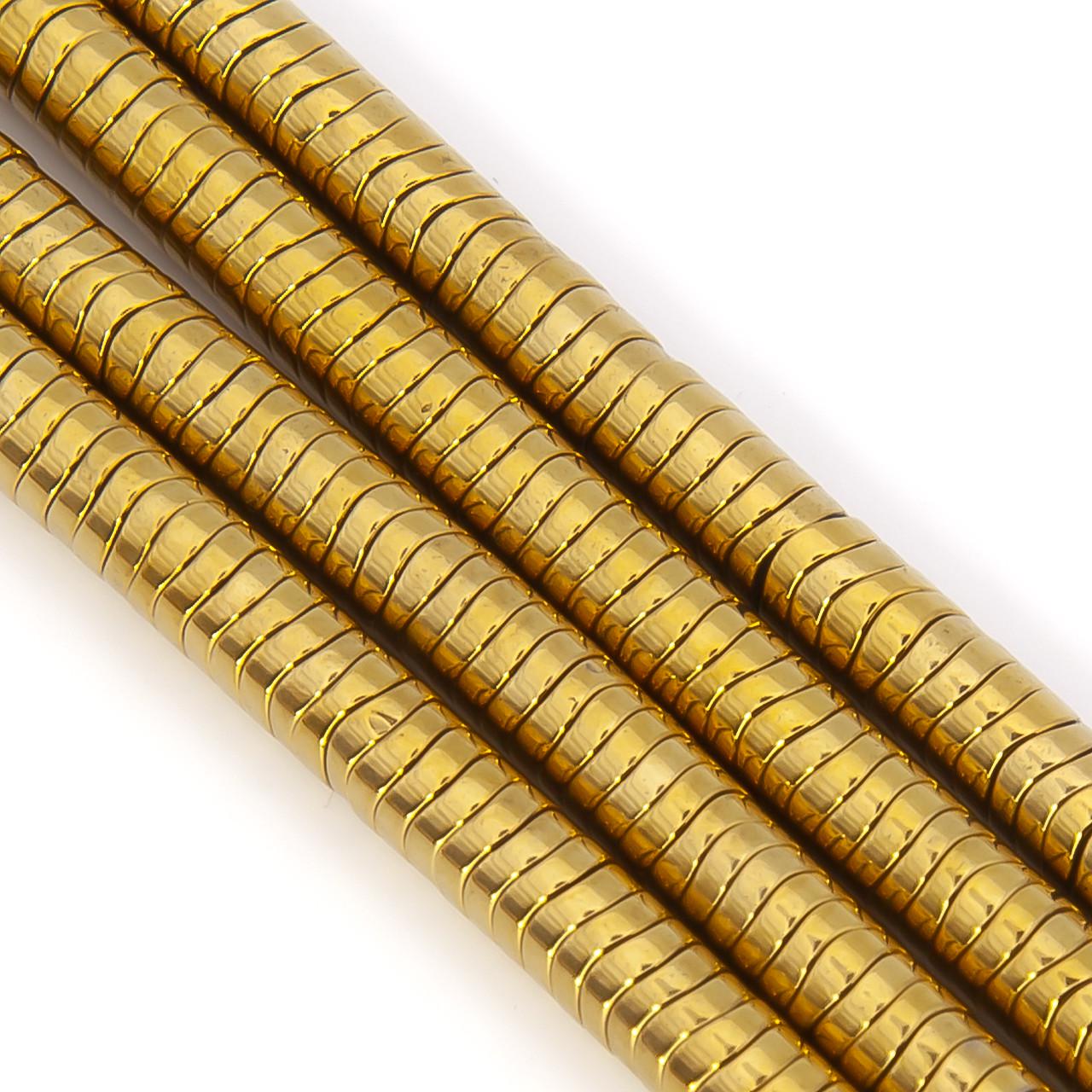 Намистини гематитові Хвиля 4х1 мм 40 см 370 шт. Золотистий (БГ0401в49)