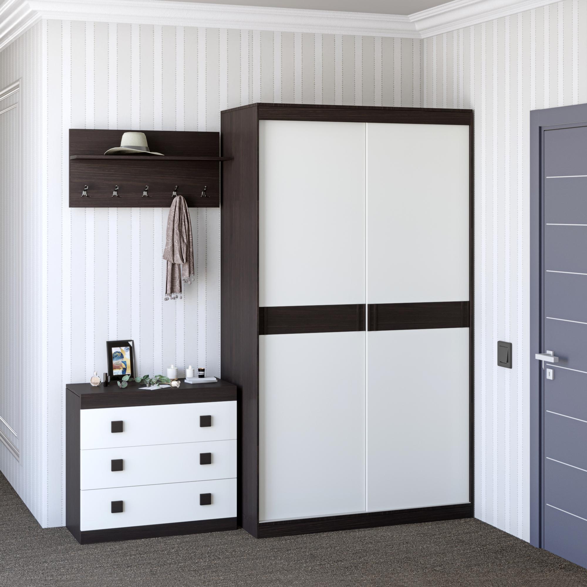 Передпокій Еверест Соната комплект 14-модульний 3 ел. Венге темний/білий (DTM-2526)