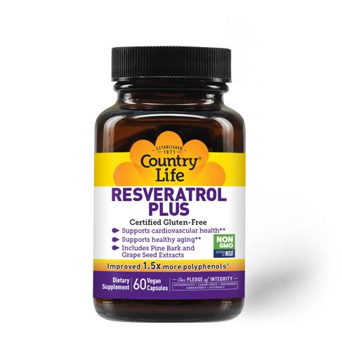 Натуральная добавка Country Life Resveratrol Plus 120 вегакапс. (7801)