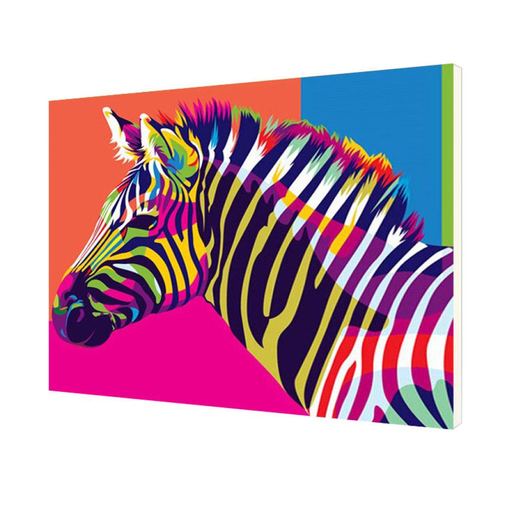 Картина по номерам Lesko DIY Радужная зебра 40x50 см (E916)