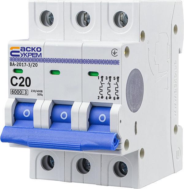 Автоматический выключатель АСКО-УКРЕМ ВА-2017/С 3р 20А (28679813)