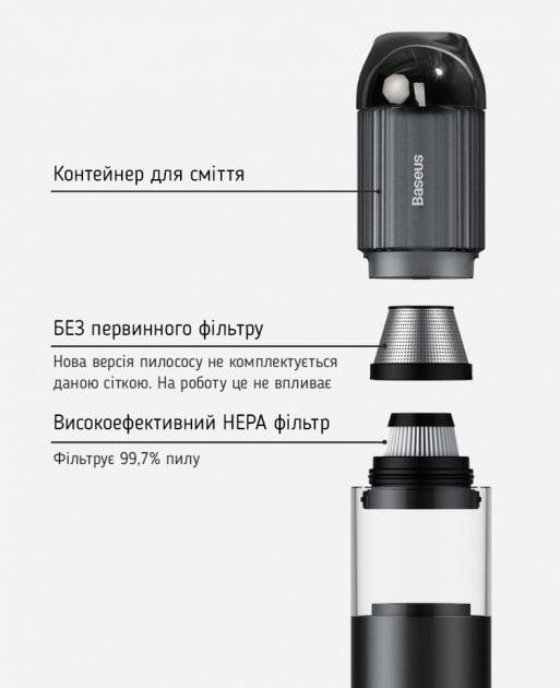 Автопилосос BASEUS A3 Car Vacuum Cleaner Tarnish CRXCQA3-0A Black - фото 21