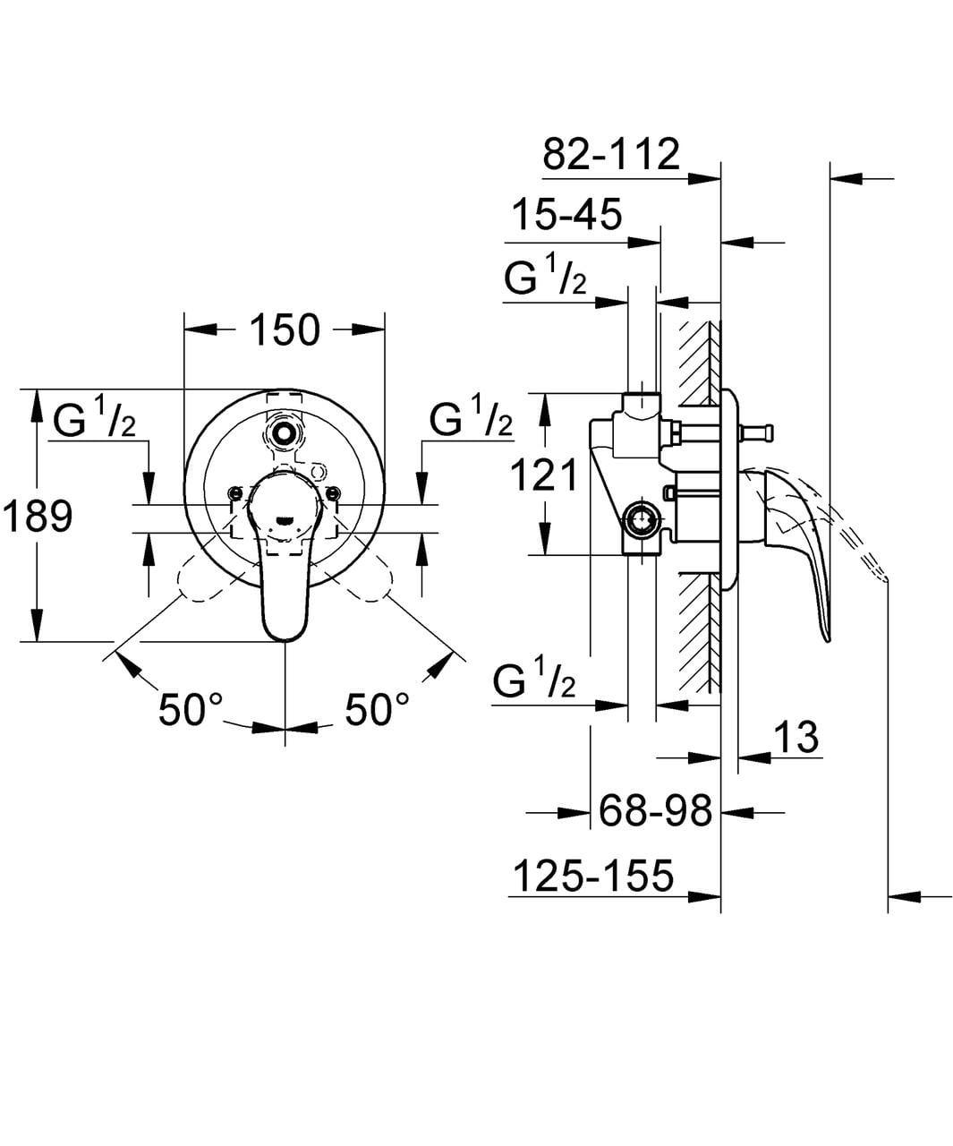 Смеситель для ванны Grohe Eurosmart (33305002) - фото 4