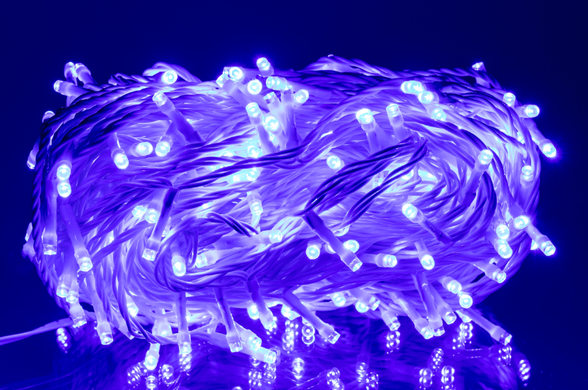 Гирлянда нить уличная 300 LED 30 м от сети белая нить Синий - фото 3