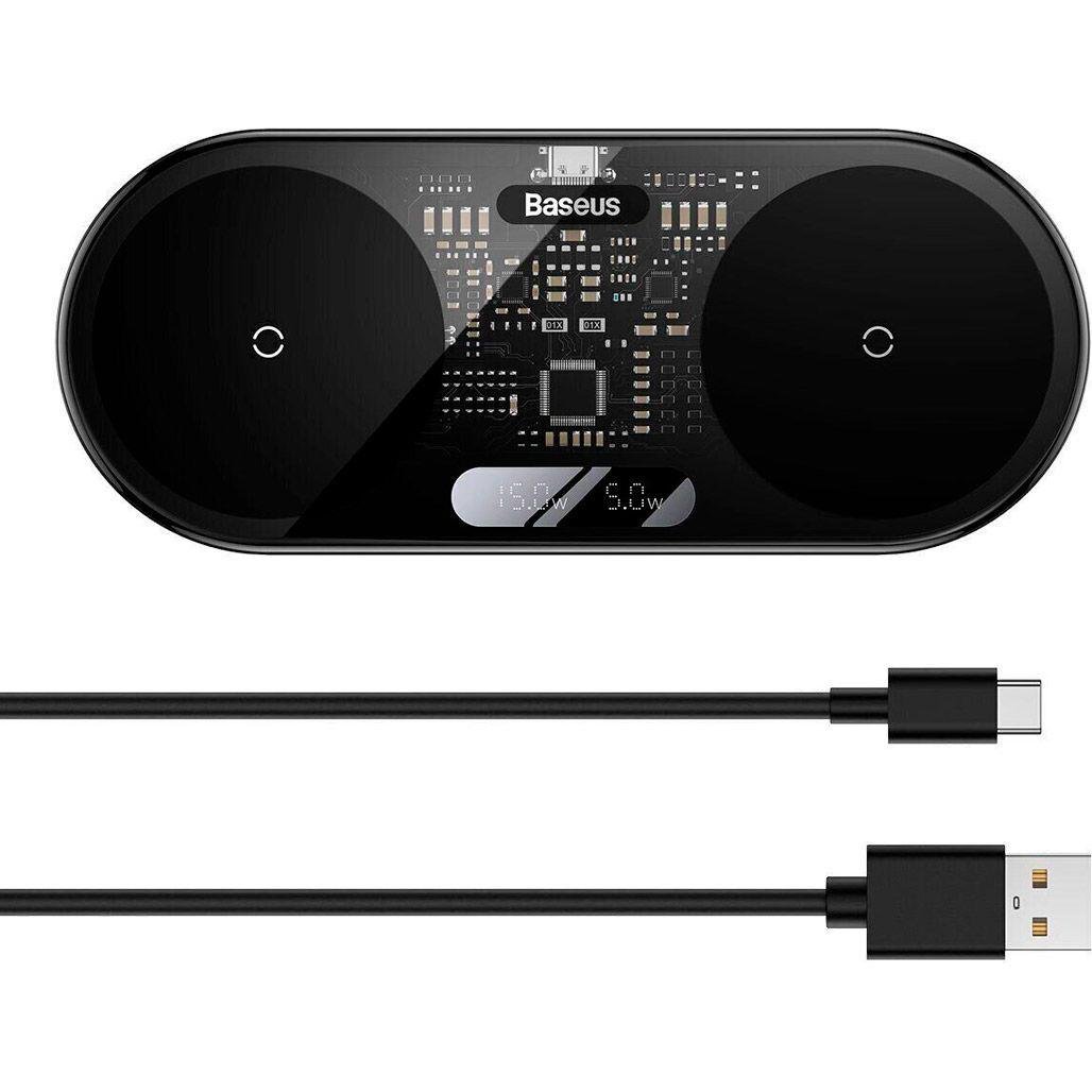Бездротовий зарядний пристрій Baseus Digital LED Display 2in1 Wireless Charger 20W Black (WXSX010101) Бездротовий зарядний пристрій Baseus Digital LED Display 2in1 Wireless Charger 20W Black (WXSX010101)