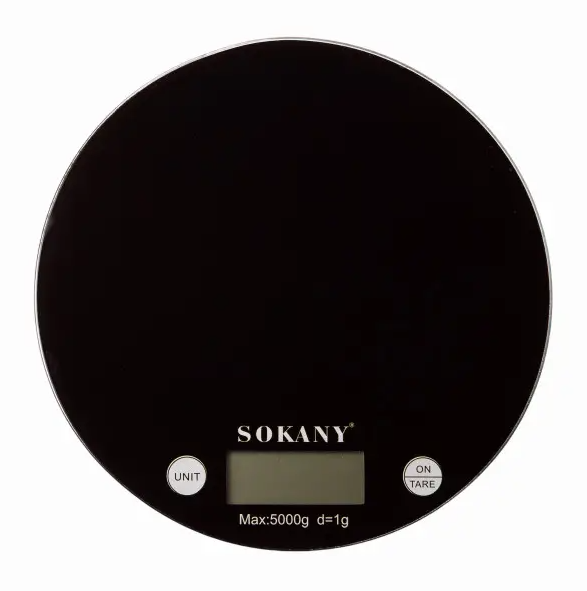 Ваги кухонні електронні Sokany SK-19023 із плоскою платформою до 5 кг Чорний (SK-19023B) - фото 1