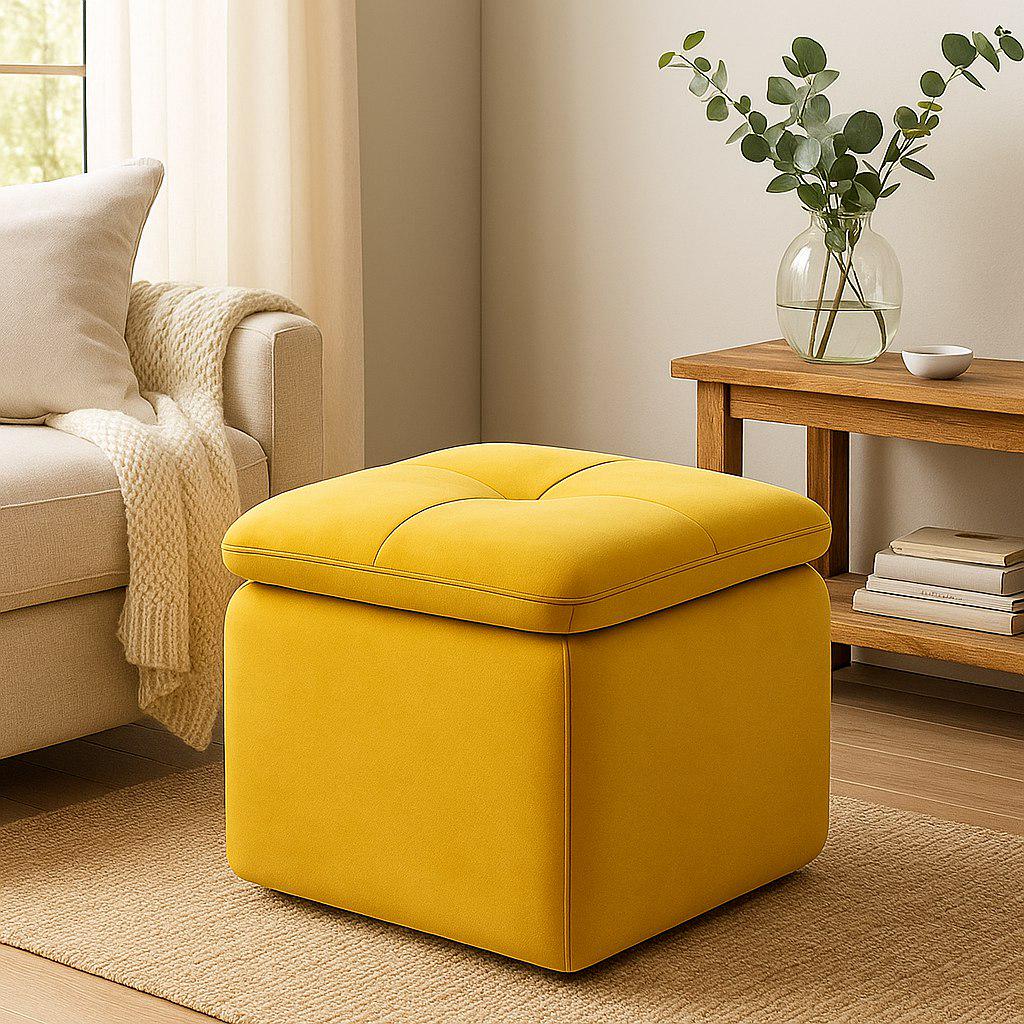 Пуф Nico з нішею 40х40х40 см Жовтий (AI 18) - фото 2 Пуф Nico з нішею 40х40х40 см Жовтий (AI 18) - фото 2