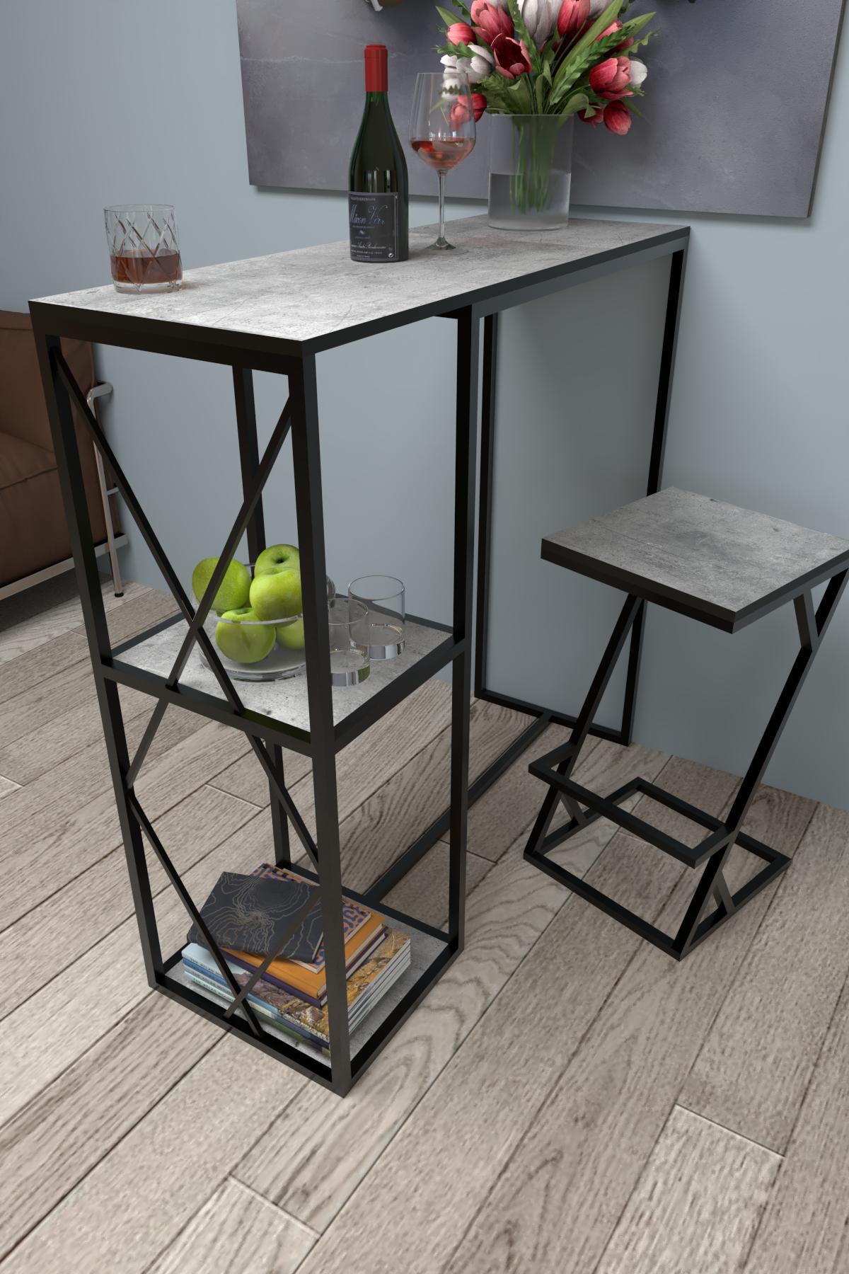 Барний стіл з полицями EcoLoft Віторія DSP-1277-10 в стилі лофт Бетон Міленіум (29878461)