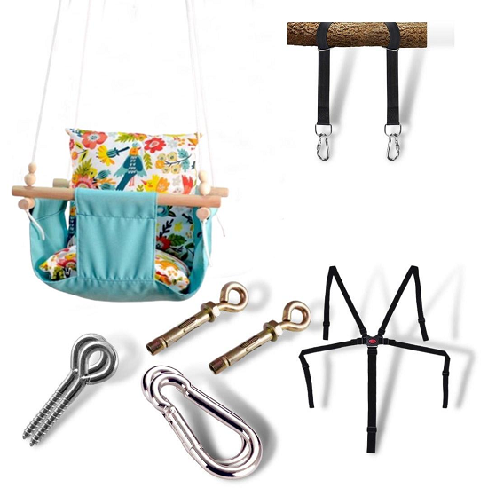 Дитяча гойдалка Infancy Яскраві птахи у квітах М'ятний (10060043)