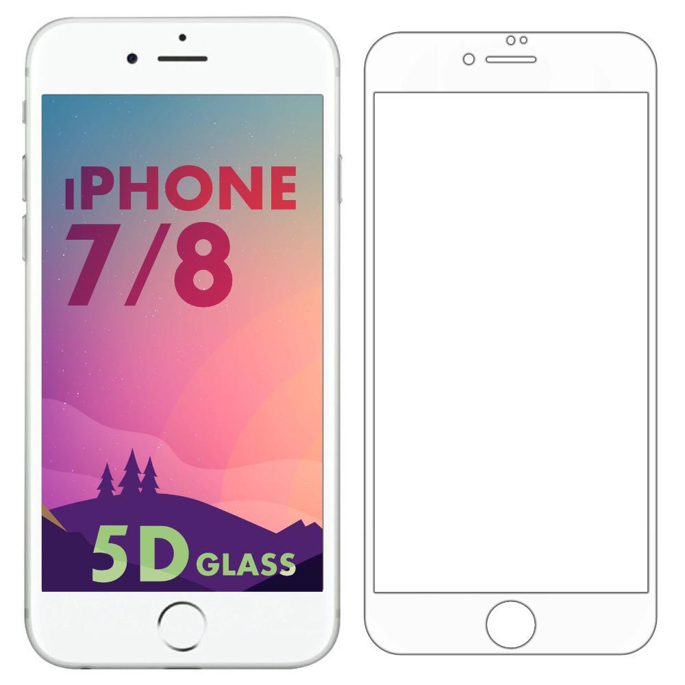 5D стекло iPhone 7 / 8 (Защитное Full Glue) White (15099)