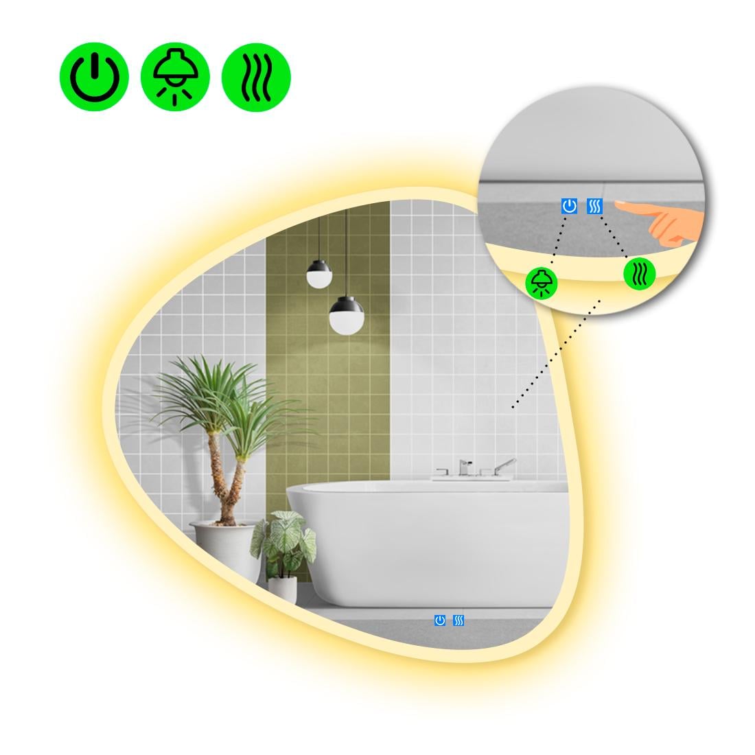 Зеркало с LED подсветкой Nuvola 3 с двумя сенсорами 100x100 см (8738354)