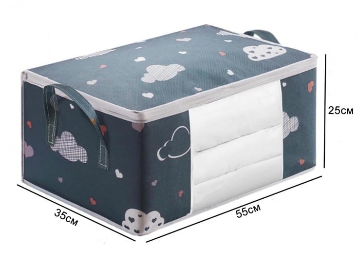 Органайзер для хранения вещей/одеял/подушек 55х35х25 см Grey (128212) - фото 3 Органайзер для хранения вещей/одеял/подушек 55х35х25 см Grey (128212) - фото 3