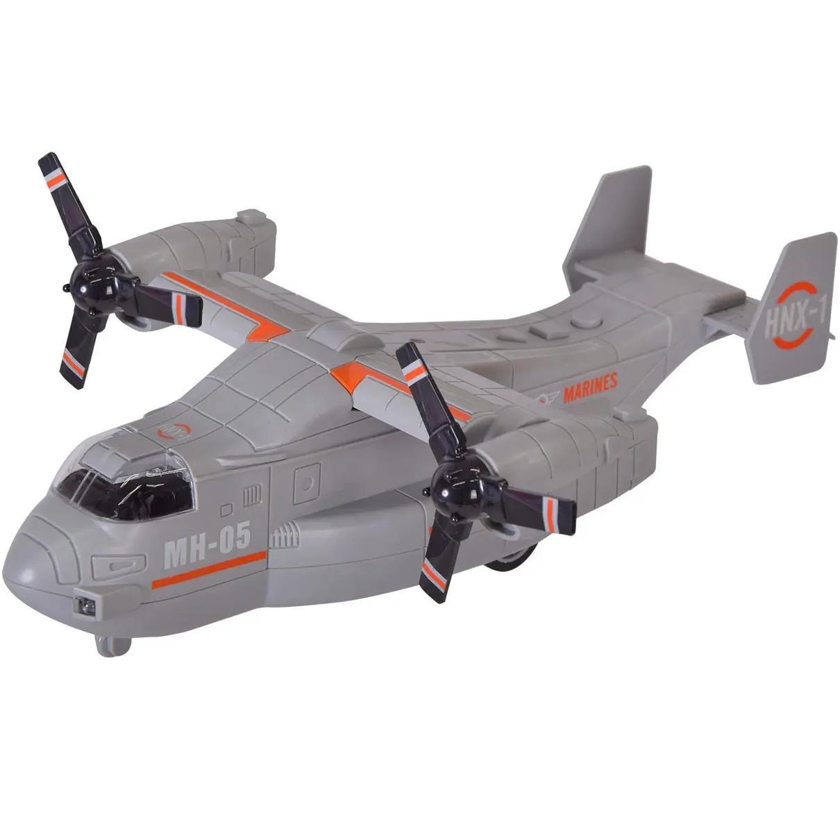 Игрушечный самолет WENYI Конвертоплан 2 положения винтов со звуком/подсветкой носа и хвоста Серый (30101106)