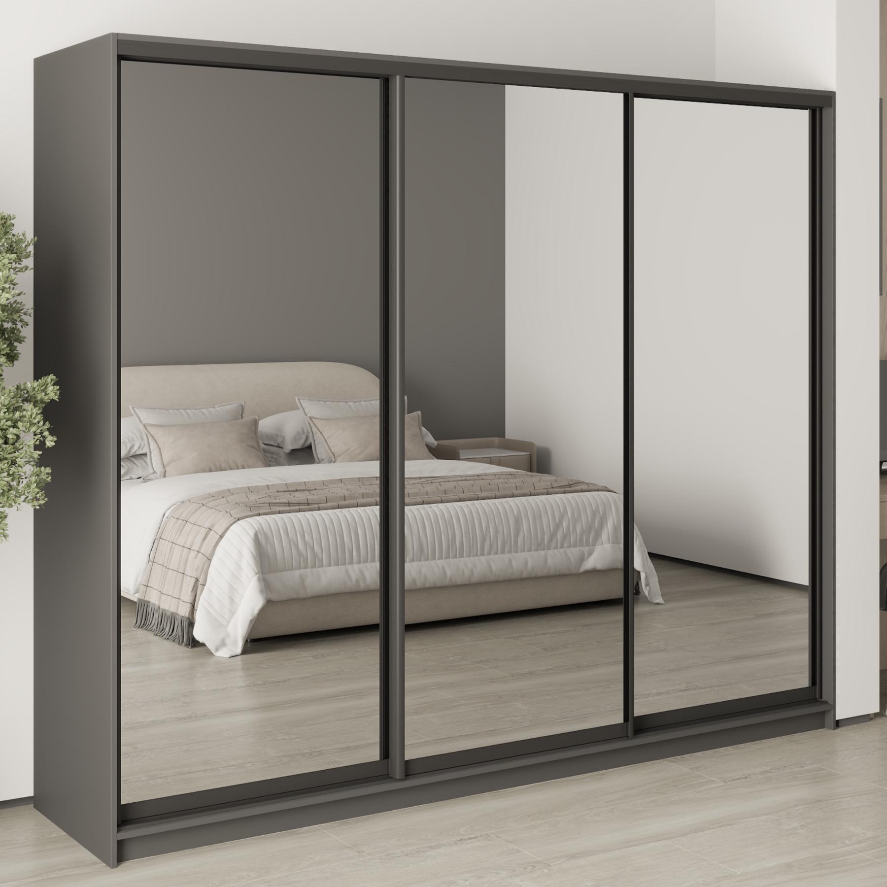 Шафа-купе тридверна MebelStar Комбо BG 3 дзеркала 250x45x210 см Антрацит (MBS-9255)
