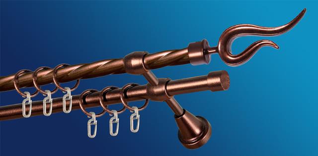 Карниз для штори Plastidea Віола металевий кручений подвійний з гачками D 16/16 мм 240 см Мідь Карниз для штори Plastidea Віола металевий кручений подвійний з гачками D 16/16 мм 240 см Мідь