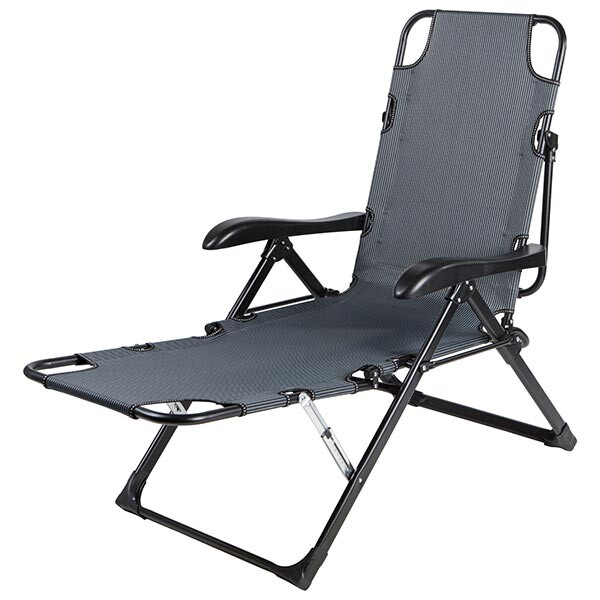Крісло-шезлонг розкладний садовий Сірий (8011WS)