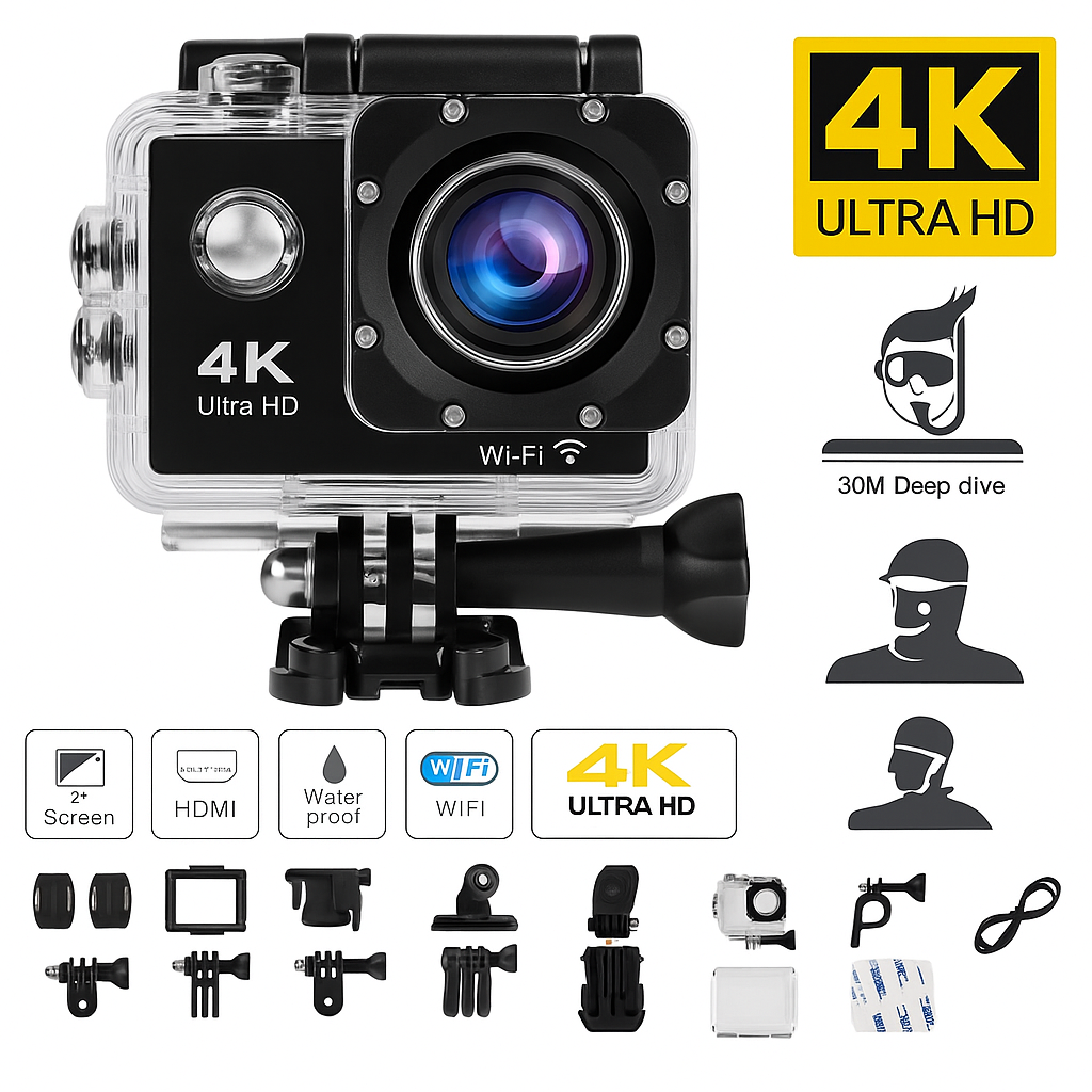 Екшн-камера 4K Wi-Fi з водонепроникним кейсом (28112665) - фото 2