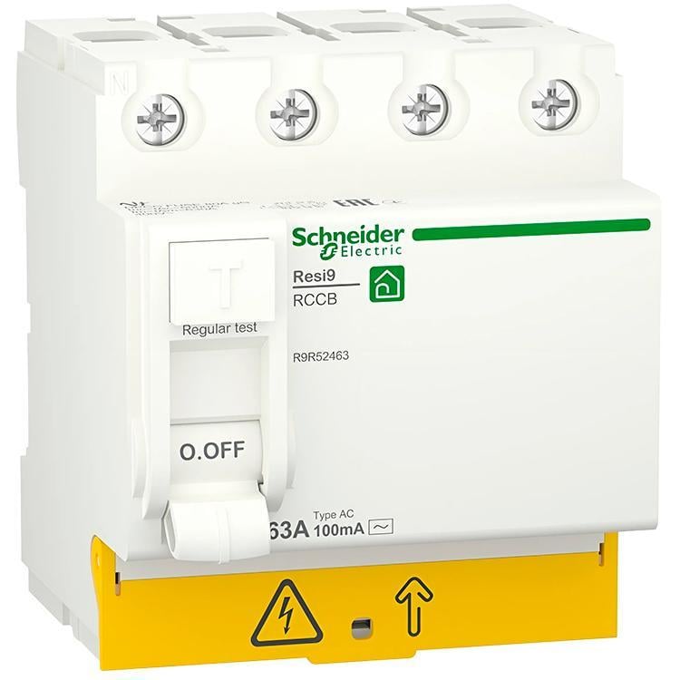 Реле дифференциальное Schneider Electric Resi9 63A 4P 100mA АС (R9R52463) Реле дифференциальное Schneider Electric Resi9 63A 4P 100mA АС (R9R52463)