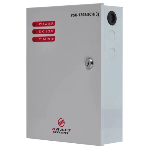 Источник бесперебойного питания Kraft PSU-1205/8CH/B 12V 5А на 8 каналов с LED-индикацией и поддержкой аккумулятора 12V 18 Ah (30359584)