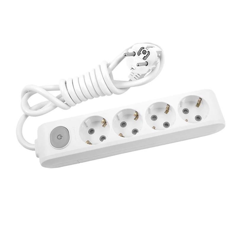 Подовжувач з заземленням з кнопкою та захисними шторками Panasonic X-tendia 3 м 4 гнізда Сірий (WLTA04432GR-UA1)