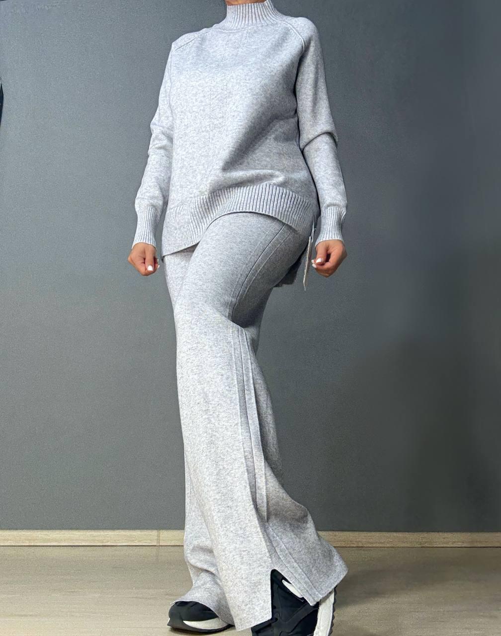 Костюм жіночий ACCORDDREAM 6841-8636 светр з брюками палаццо в'язаний OS Сірий (5178)