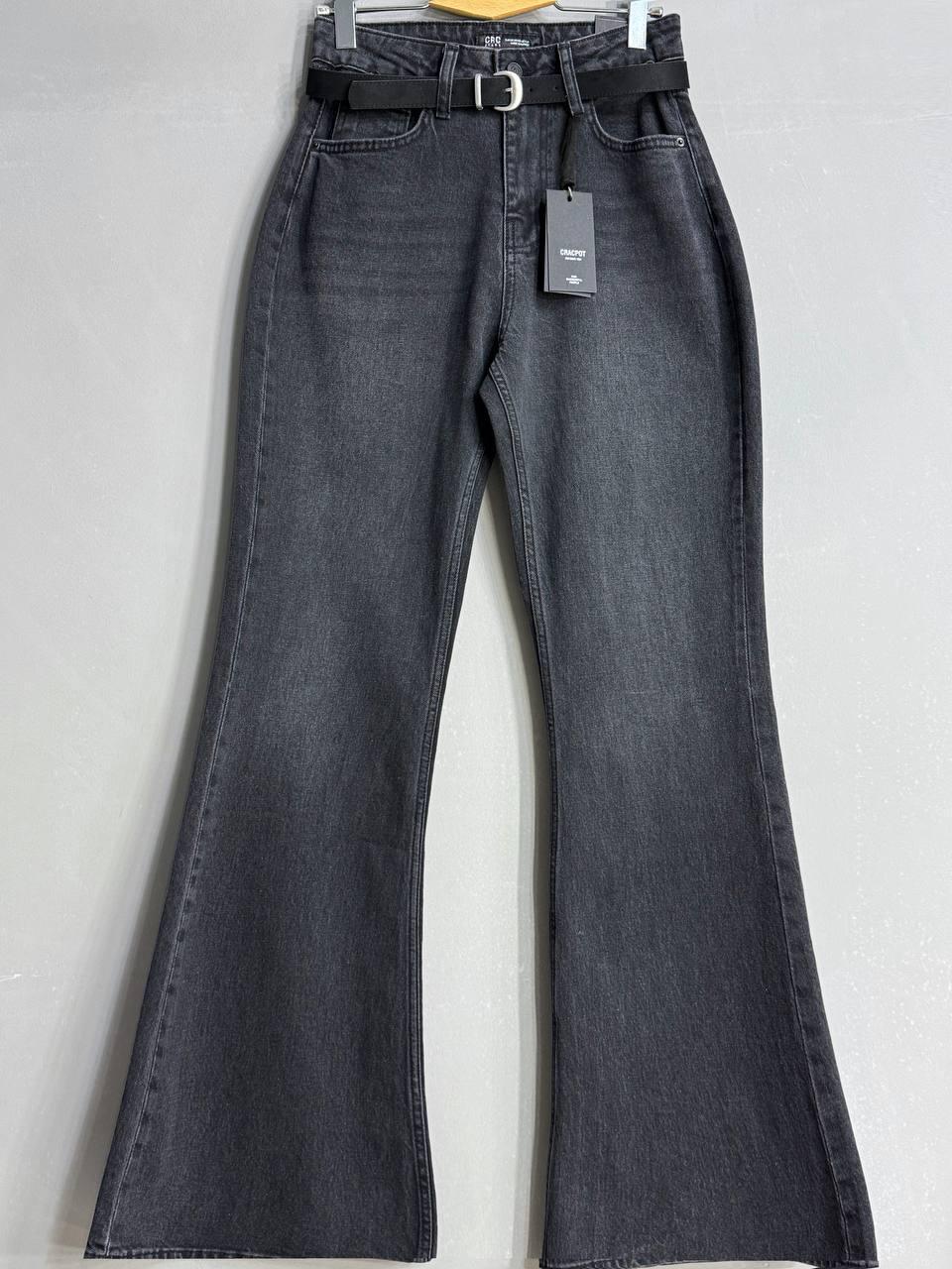 Джинси жіночі Cracpot 1563 кльош mom flare з ременем р. 28 Чорний (5521) - фото 3 Джинси жіночі Cracpot 1563 кльош mom flare з ременем р. 28 Чорний (5521) - фото 3