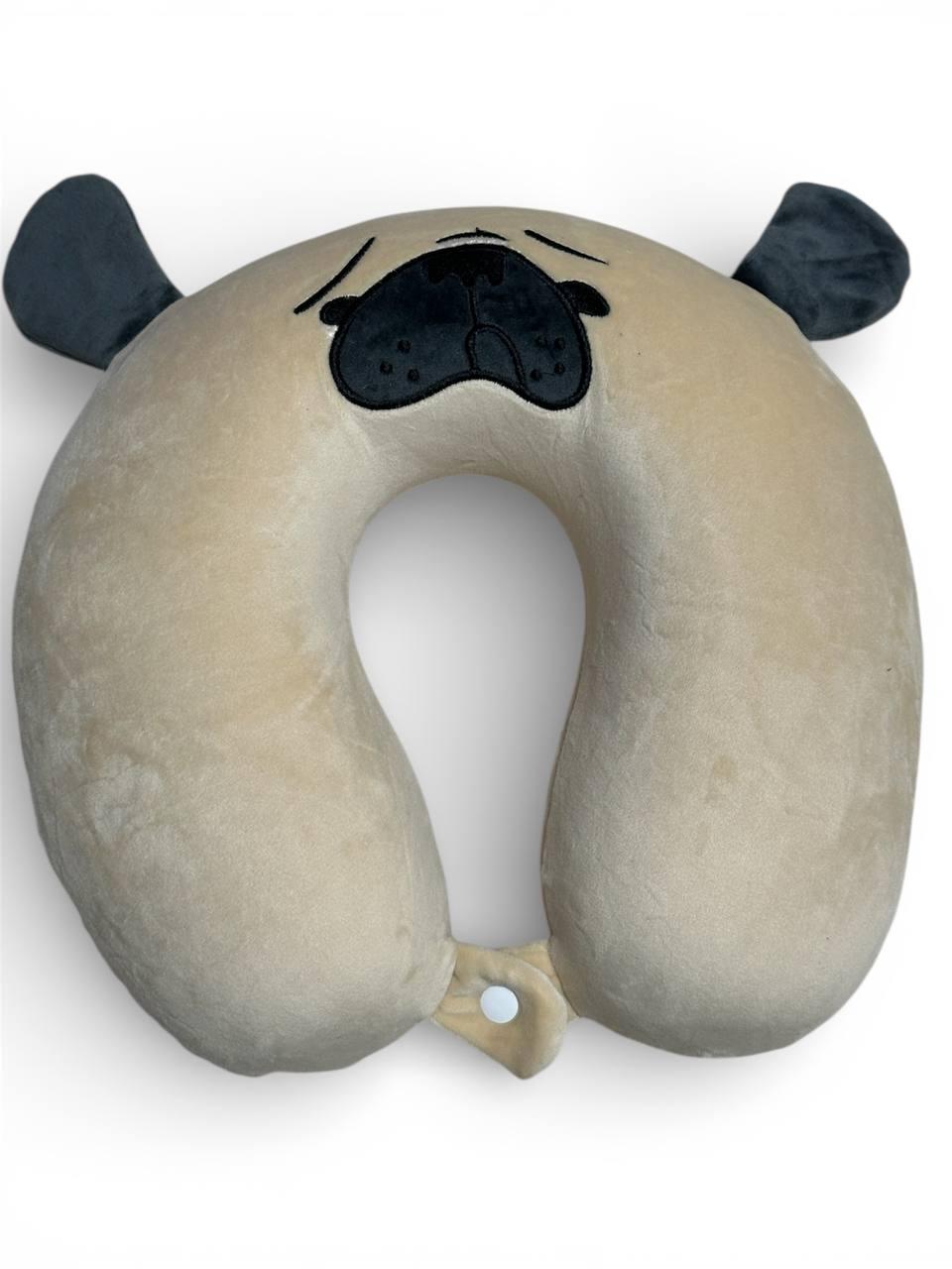 Подушка дорожня в машину Собака 30х29х10 см Бежевий (303)