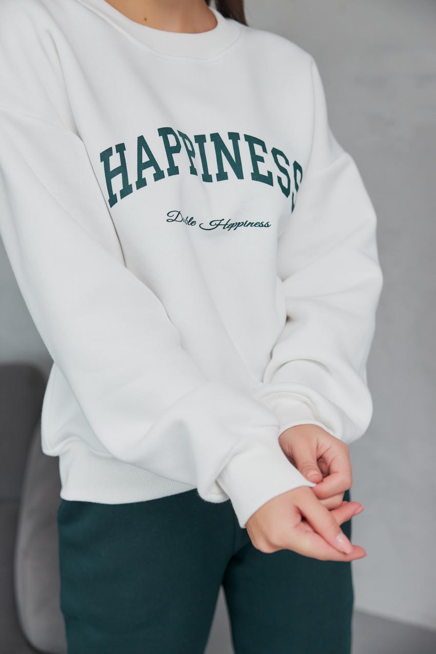 Світшот жіночий Happiness М132.4/1 начіс L Кремовий/Зелений (595-1-62) - фото 3 Світшот жіночий Happiness М132.4/1 начіс L Кремовий/Зелений (595-1-62) - фото 3