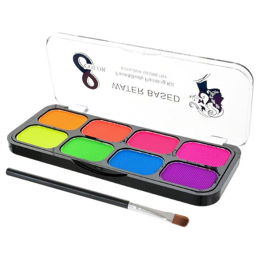 Набор для боди-арта/аквагрима детский 8 неоновых цветов (32521395)