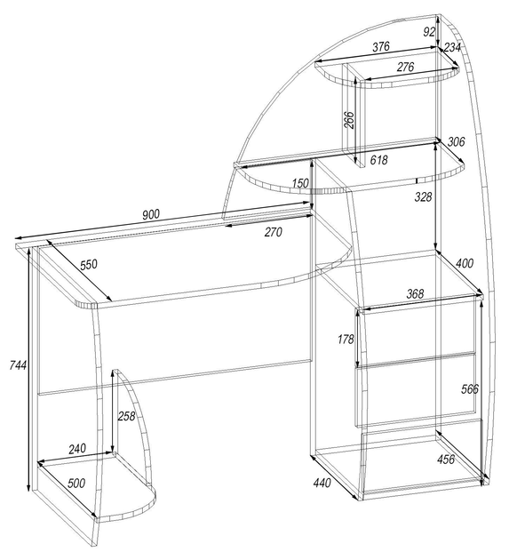 Стол компьютерный Континент СКП-2 130х55х130 см Нимфея Альба (27324903) - фото 2 Стол компьютерный Континент СКП-2 130х55х130 см Нимфея Альба (27324903) - фото 2