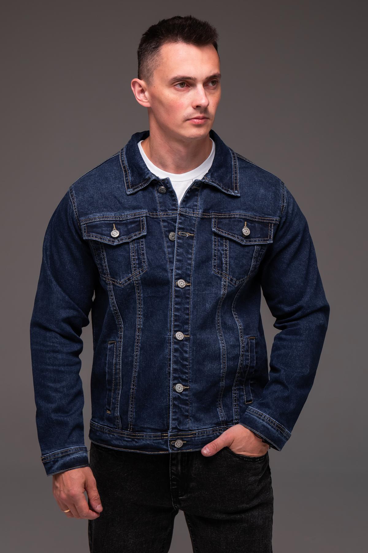 Куртка джинсовая мужская весенне-осенняя 5XL Синий (2405/1/6) - фото 6