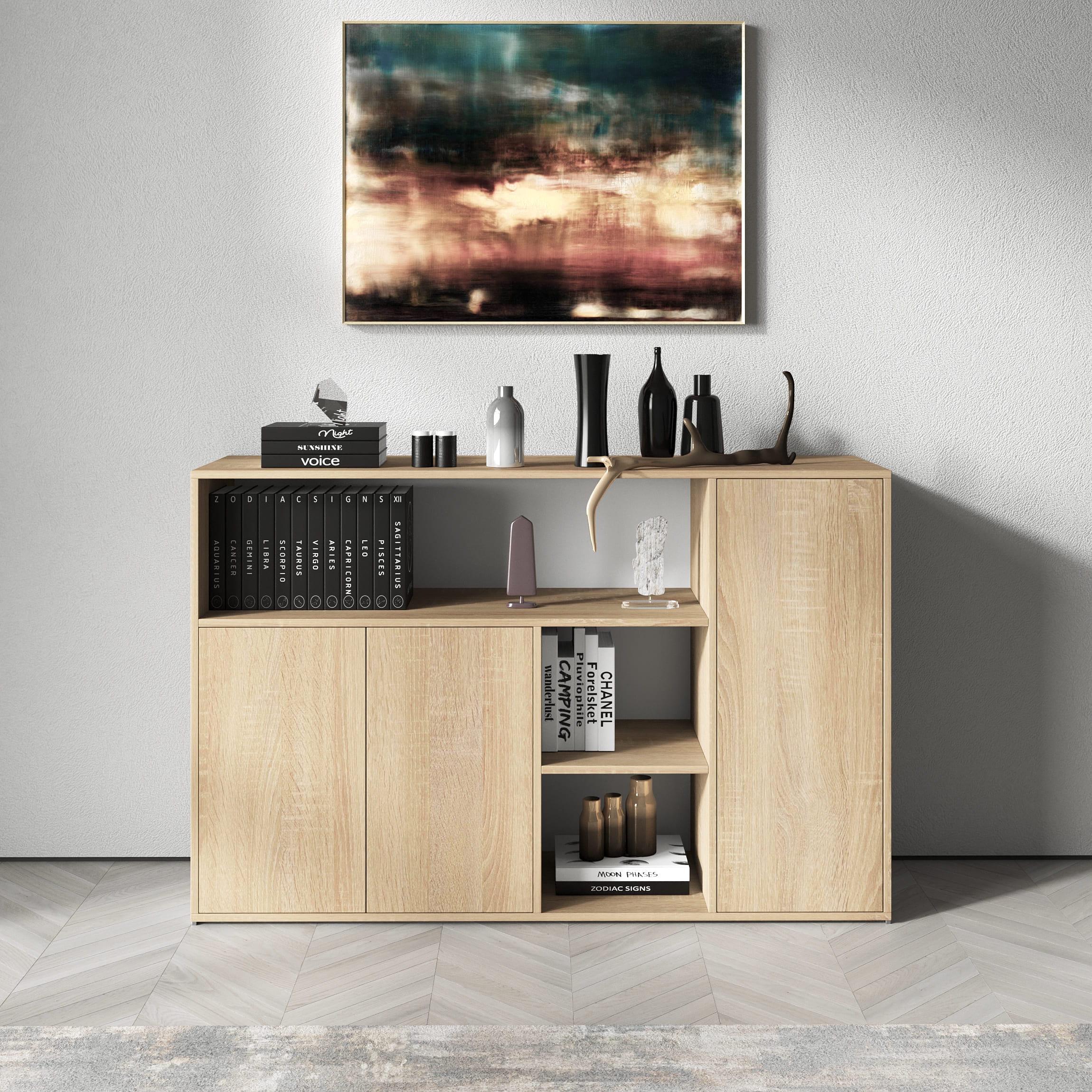 Комод №3 з відритими полицями та дверцями Дуб Сонома (380320) - фото 1 Комод №3 з відритими полицями та дверцями Дуб Сонома (380320) - фото 1