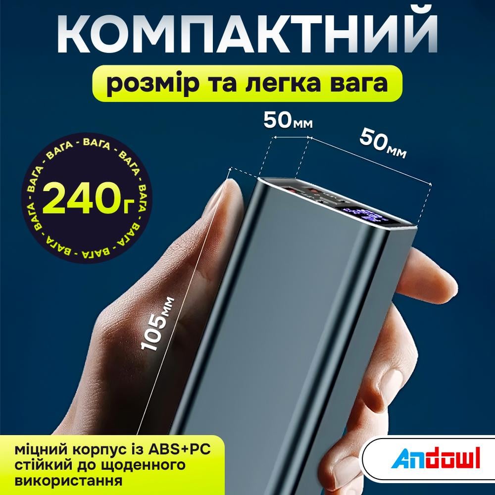 Повербанк зі швидкою зарядкою Andowl Q-CD1013X1 для ноутбука/телефону 100W 30000 mah Чорний (30cb77d7) - фото 8