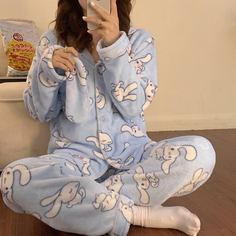 Пижама для девочки подростковая Cinnamoroll теплая 155-165 см Голубой (10310) - фото 5