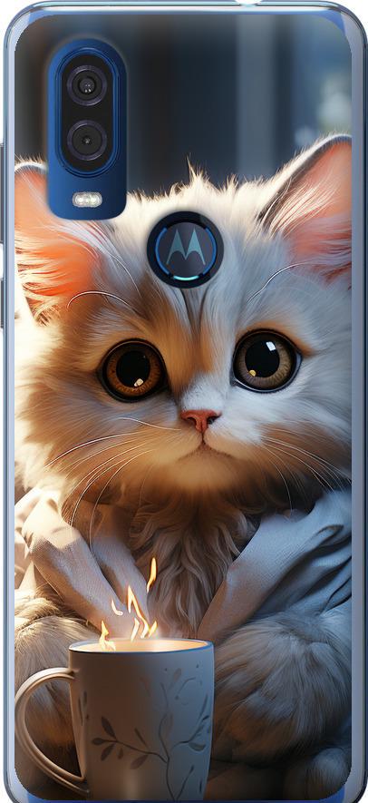 Чехол на Motorola One Vision White cat (5646u-1782-42517)