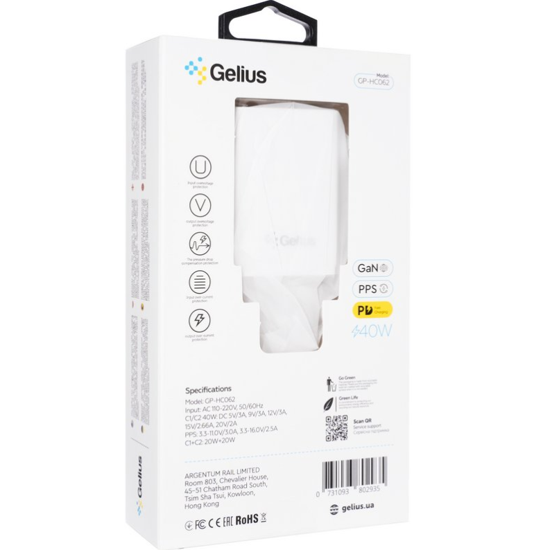 Зарядний пристрій мережевий Gelius Dos GP-HC062 40W 2Type-C White (2650207079) - фото 7 Зарядний пристрій мережевий Gelius Dos GP-HC062 40W 2Type-C White (2650207079) - фото 7