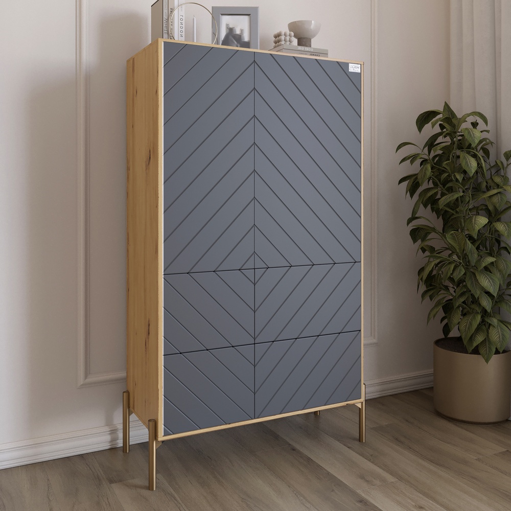 Комод-пенал Lion Амарант 84x40x150 см Дуб Артизан/Графитовый (LION-042202)