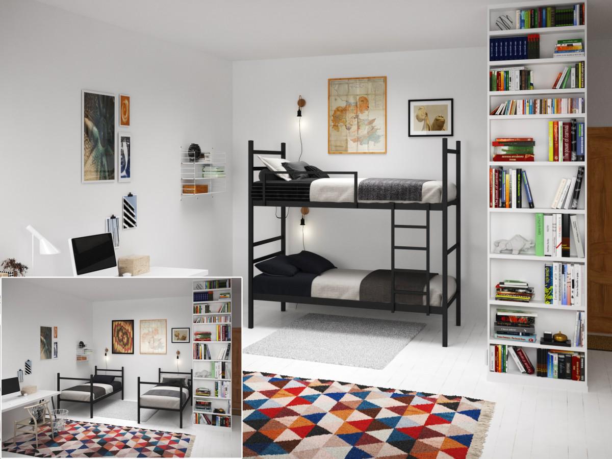 Ліжко-трансформер Лідс двоярусне металеве 1900х800 мм (667876) - фото 1