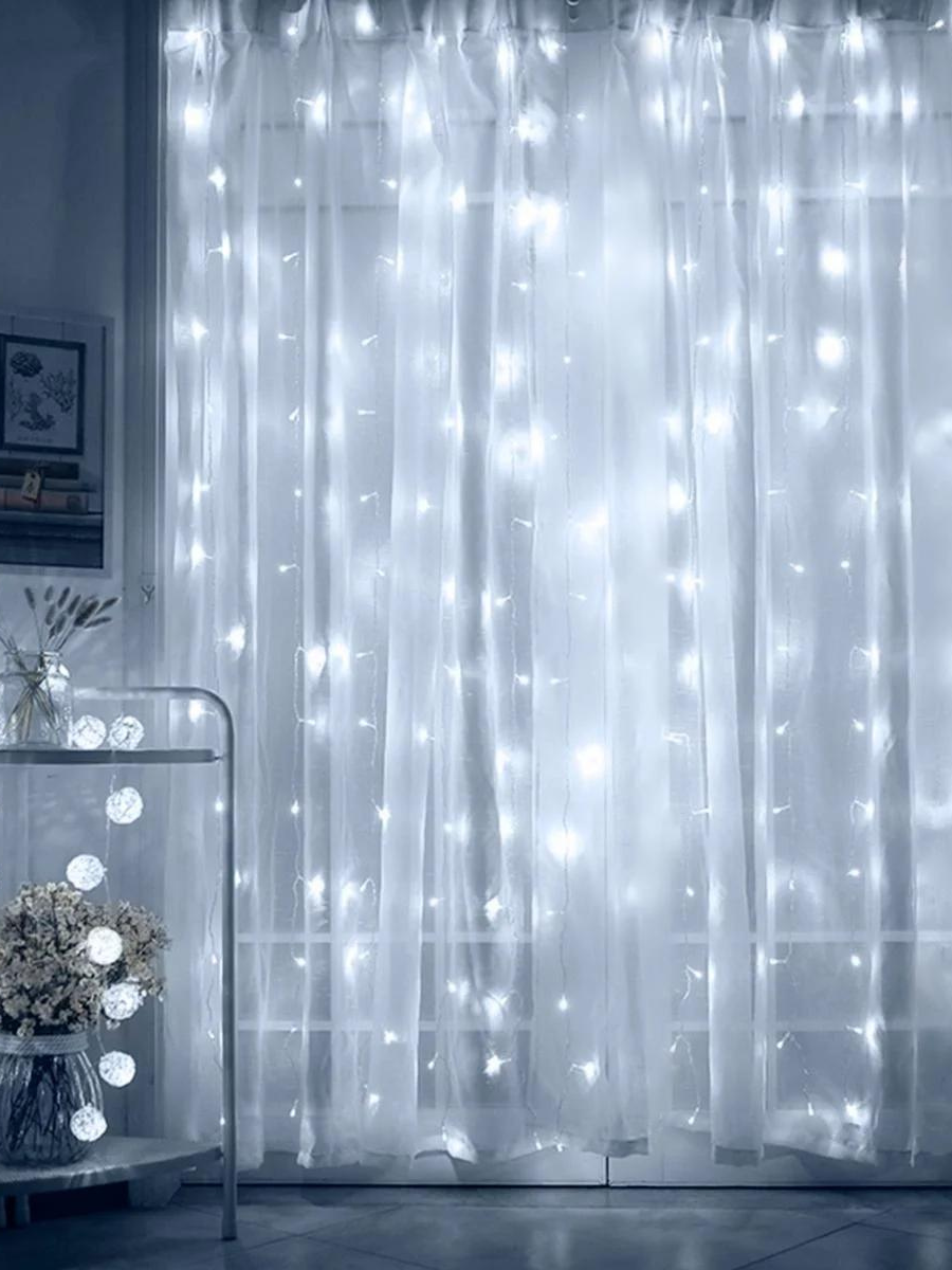 Штора-гирлянда на окно новогодняя светодиодная Белый холодный (30307092) - фото 11
