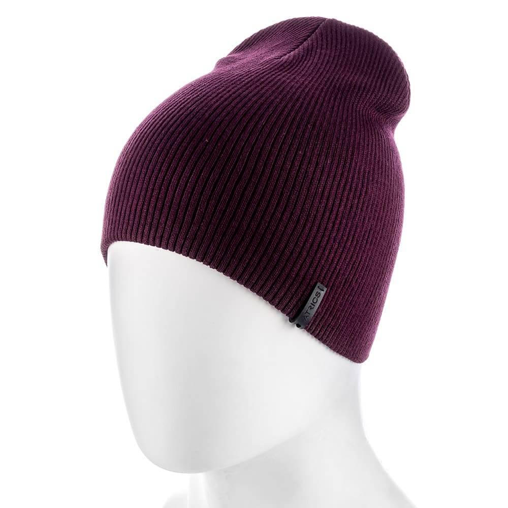 Шапка Actrics UH789 хлопковая без отворота двойная в рубчик Бордовый