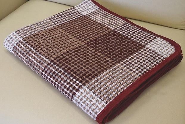 Плед-покрывало хлопковое Vladi 100х140 см Бежево-бордовый Плед-покрывало хлопковое Vladi 100х140 см Бежево-бордовый