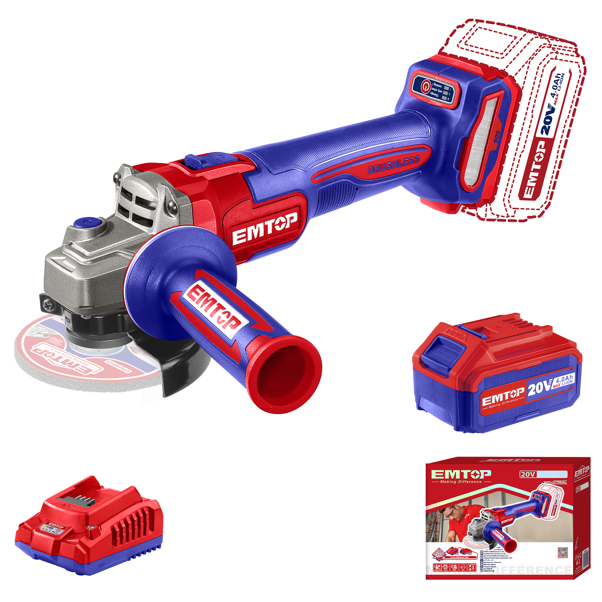 Болгарка аккумуляторная EMTOP ELAG261521 Болгарка аккумуляторная EMTOP ELAG261521