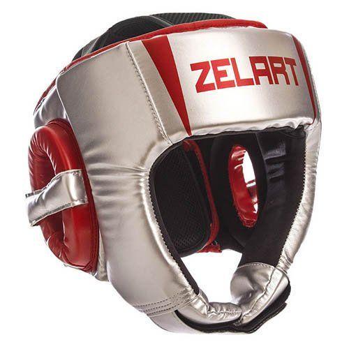 Шлем боксерский Zelart BO-1324 открытый XL Серебряный/Красный (37363083)