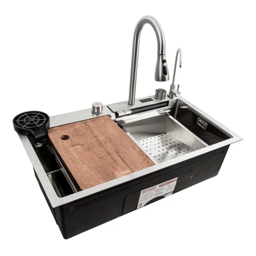 Мийка кухонна Platinum Handmade 75x45G водоспад сатин (2234465055)