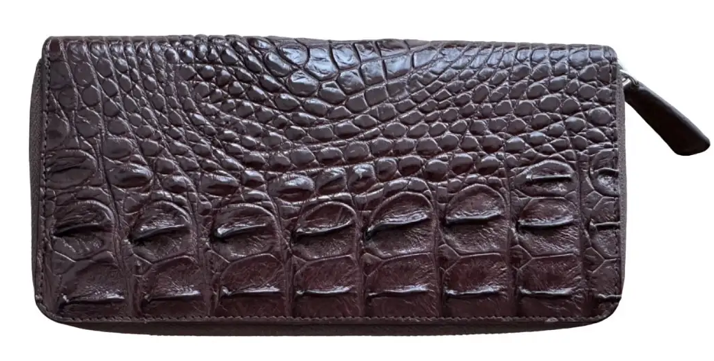 Кошелек Ekzotic leather из натуральной кожи крокодила на молнии Коричневый (cw03_2)