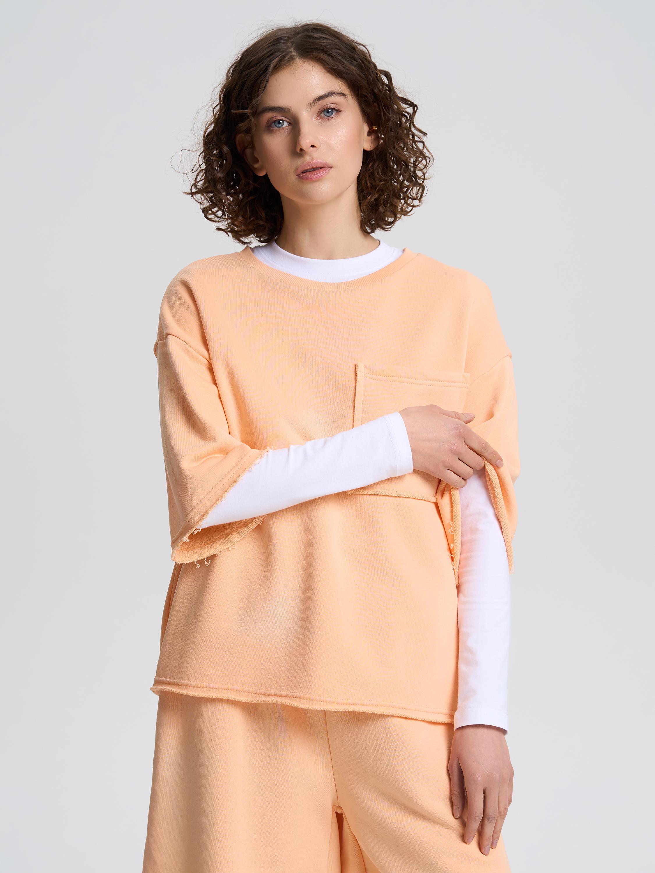 Футболка жіноча щільна з необробленим краєм ROZA 240607 XL Персиковий (4824005717840) - фото 6